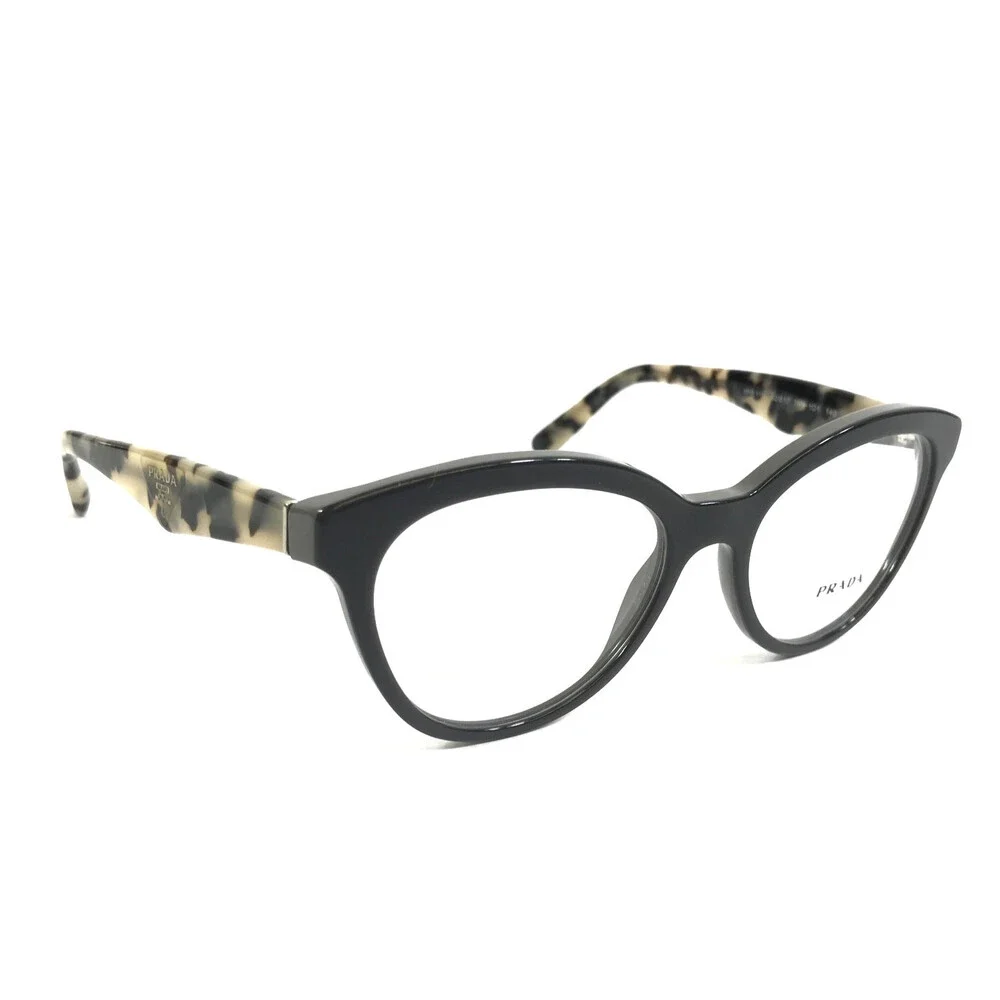 Prada Eyeglasses Frames VPR 11R TFN-1O1 Black Opal Gray Tortoise 52-17-140